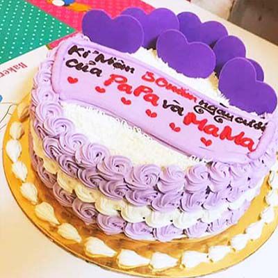Mẫu bánh kem kỷ niệm 30 năm ngày cưới in hình ba mẹ - Bánh Thiên Thần :  Chuyên nhận đặt bánh sinh nhật theo mẫu
