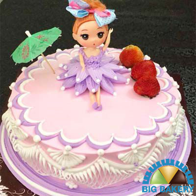 Bánh kem sinh nhật bé gái 1 tuổi màu hồng khinh khí cầu fondant |  vuatrangtri.vn